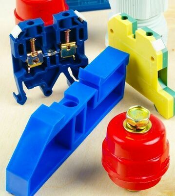 Изолятор на DIN-рейку синий