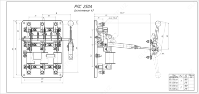 Рубильник РПЦ-1 100А без ПН с центральным приводом